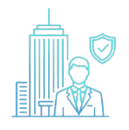 Security guard in front of high-rise building representing Focus Group Security services.