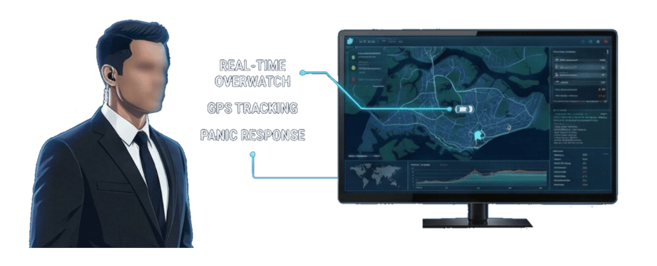 Real-time security monitoring with GPS tracking and panic response from Focus Group Security.